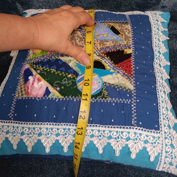 NEW pillowcase pillow cover buttons beads Sewn by hand PATCHWORK - Picture 4 of 4